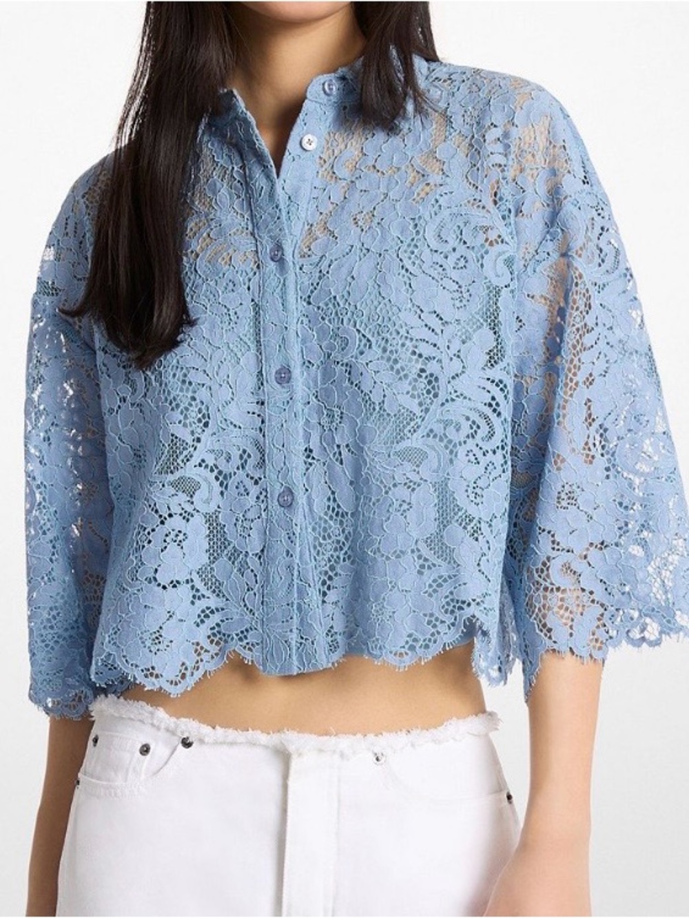 MICHAEL KORS Women's Short-Sleeve lace Blouse Shirt NEW - XS